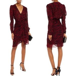 Ba&sh Saphir Red Black Zebra Print Dress L